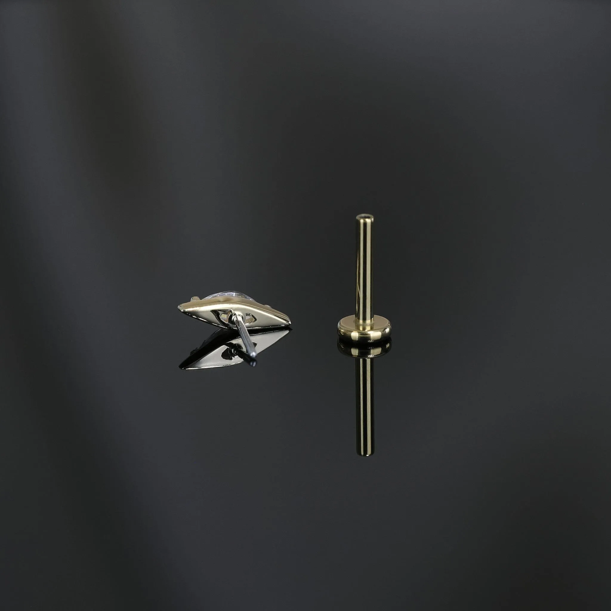 14K Marquise CZ Threadless Ends