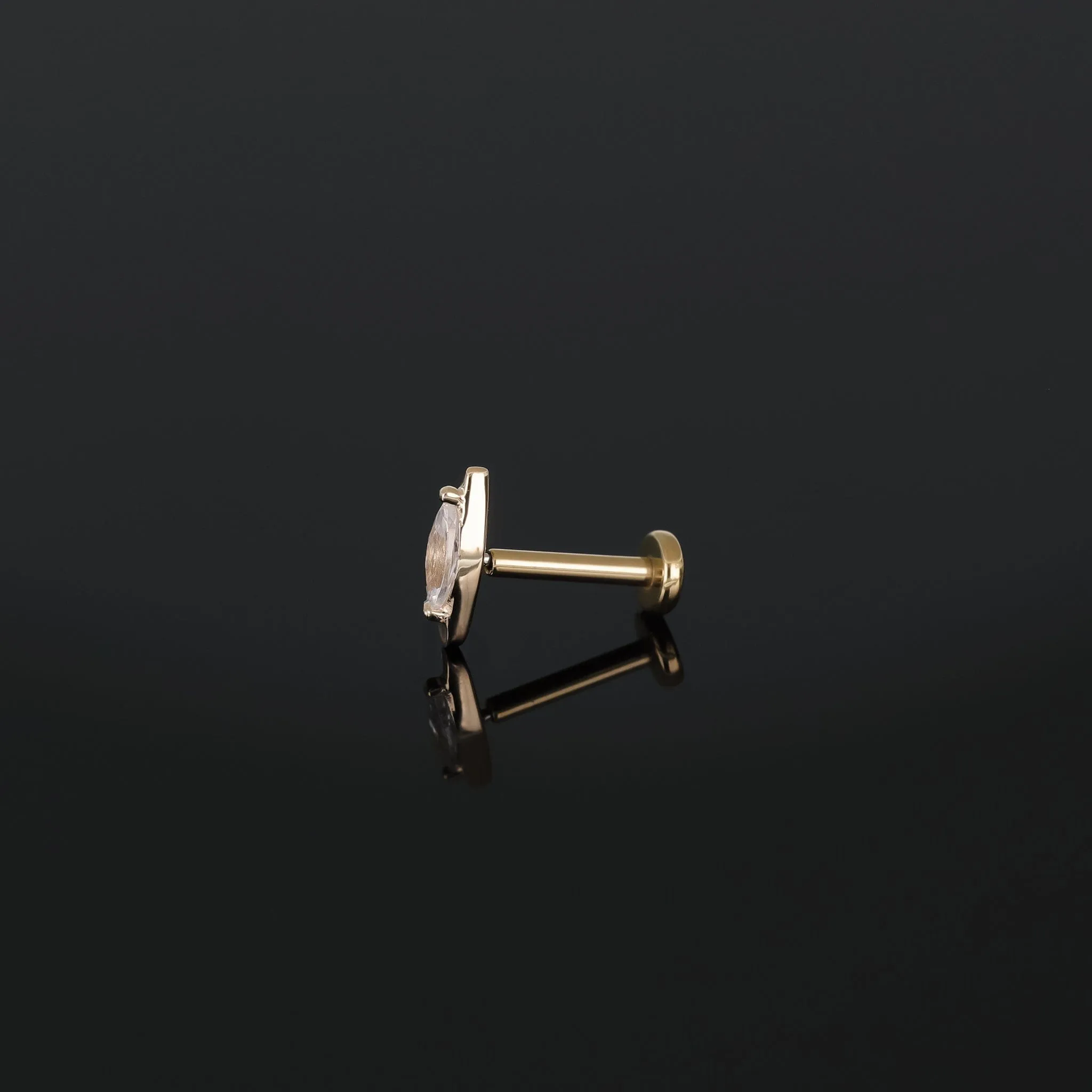 14K Marquise CZ Threadless Ends