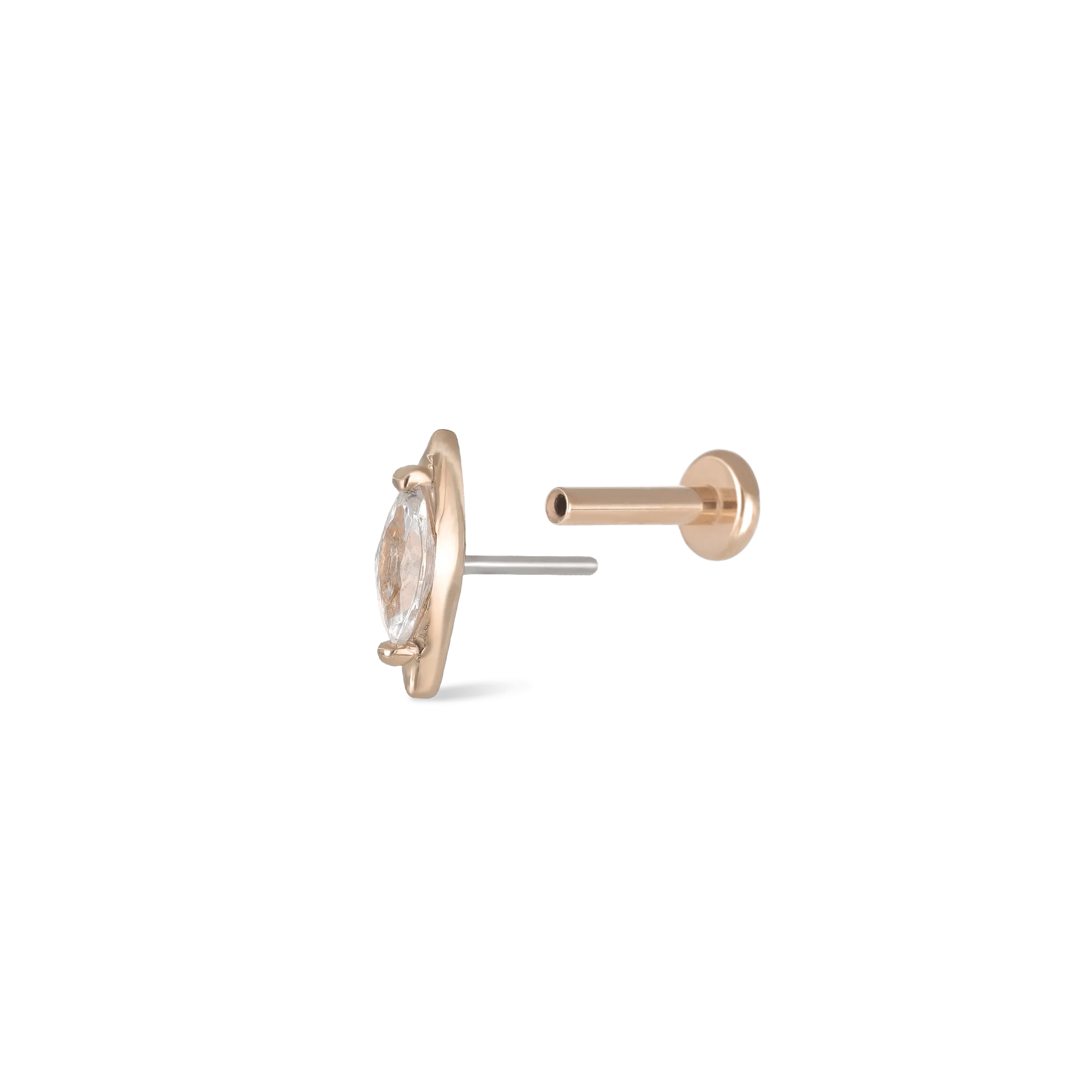 14K Marquise CZ Threadless Ends