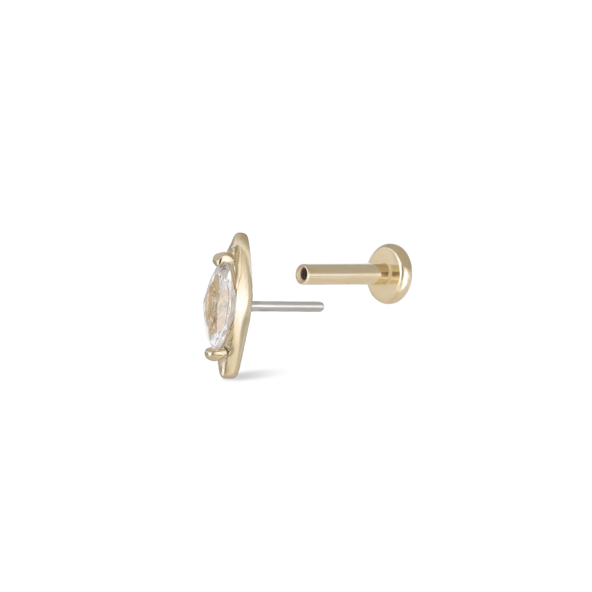 14K Marquise CZ Threadless Ends