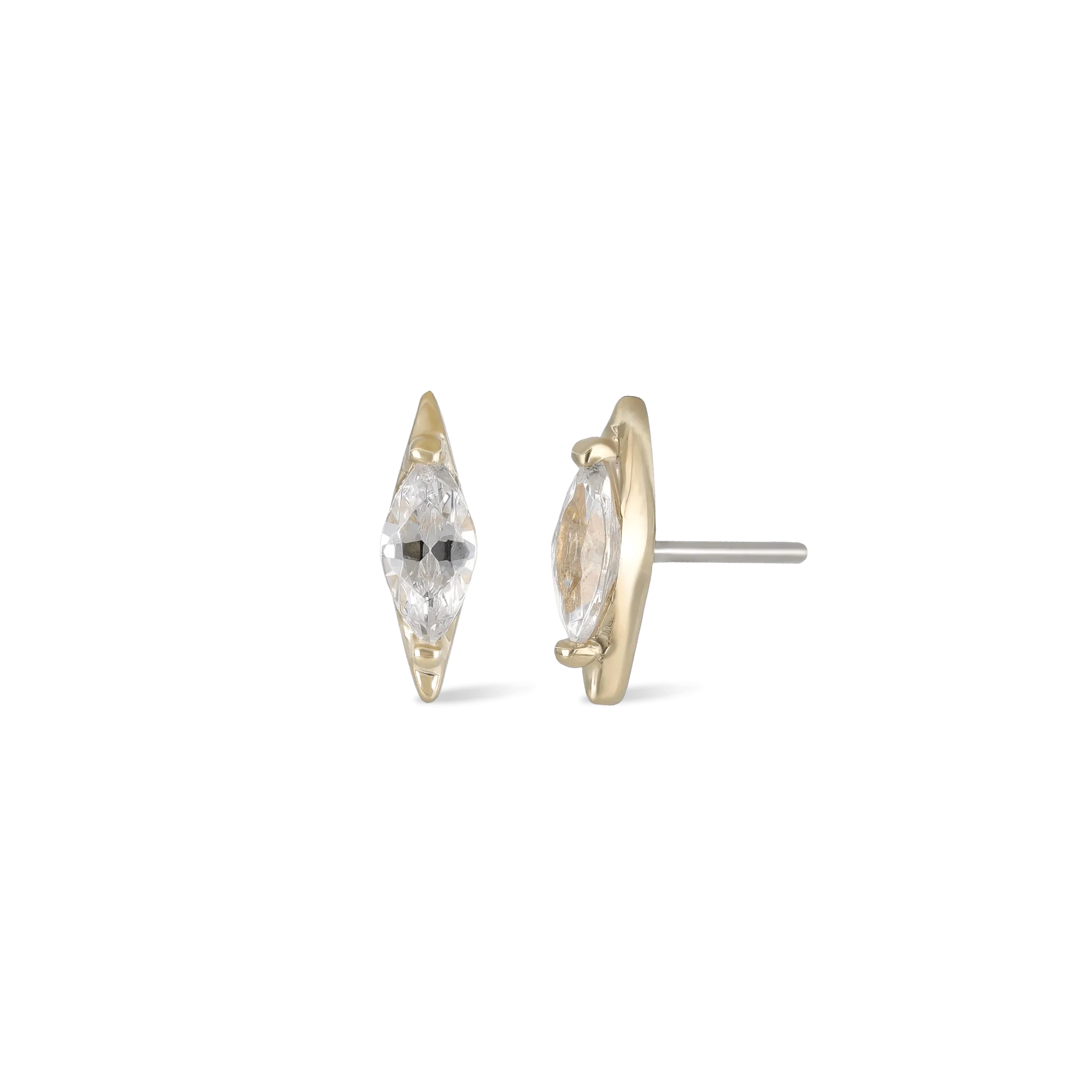 14K Marquise CZ Threadless Ends
