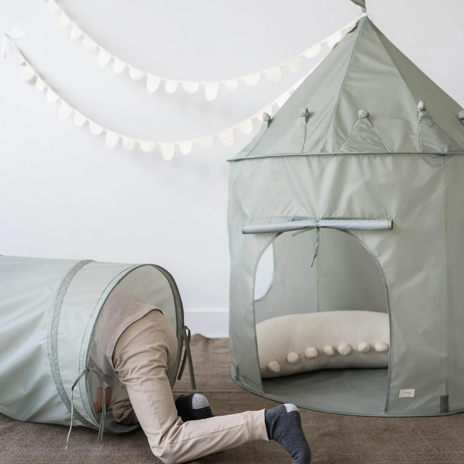 3 Sprouts Kids Play Tent - Sustainable Recycled Fabric – Fun Spacious Childs Playhouse for Indoor Games for Boys & Girls - Durable Fort Pop Up House for Toddlers & Children Age 3-10 - Green