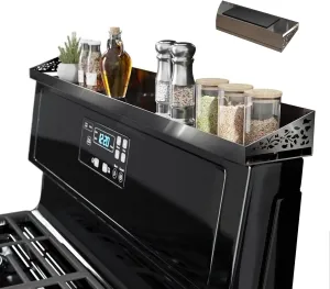 30" Magnetic Stove Top Shelf – Stainless Steel Spice Rack for Over-the-Stove Storage and Kitchen Organization (Black Stainless Steel)