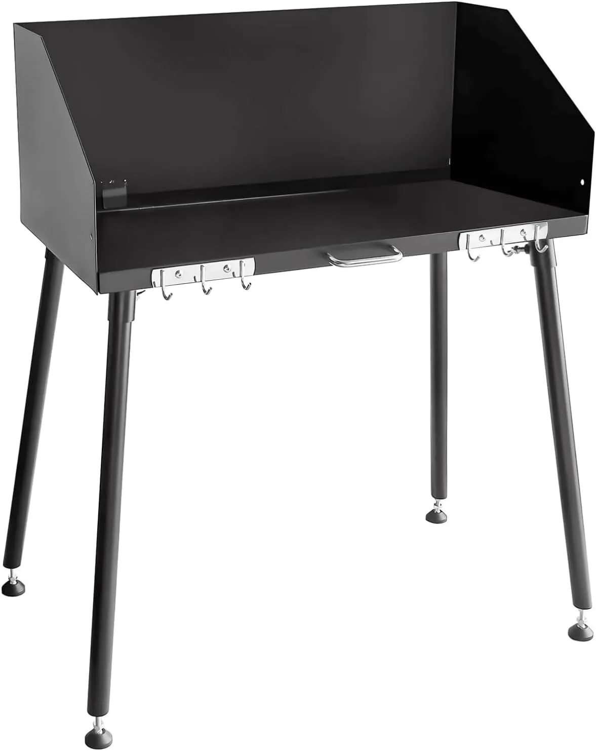 38-Inch Camping Cooking Table Carbon Steel, w/Foldable Windscreen & Legs for Dutch Oven Cooking & Food Prep with Charcoal Briquettes