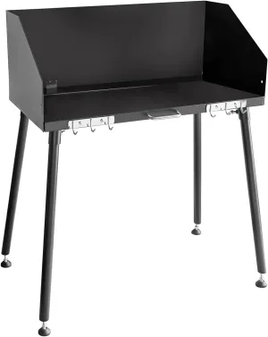 38-Inch Camping Cooking Table Carbon Steel, w/Foldable Windscreen & Legs for Dutch Oven Cooking & Food Prep with Charcoal Briquettes