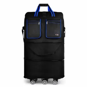 40-inch Expandable Folding Roller Luggage Bag: Waterproof, Wheeled & Detachable, Ideal for Travel, Moving, Storage & Camping - Solve All Your Spacious Storage Woes(40in-black/blue)