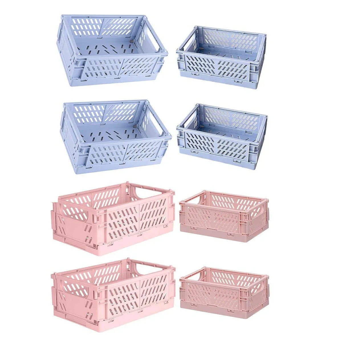 4PCS Desktop Foldable Storage Stackable Shelf Organiser Basket for Stationery