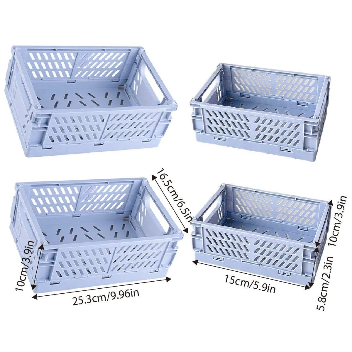 4PCS Desktop Foldable Storage Stackable Shelf Organiser Basket for Stationery
