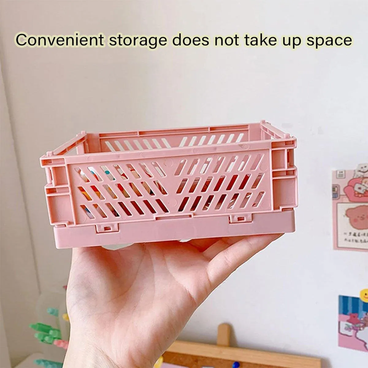 4PCS Desktop Foldable Storage Stackable Shelf Organiser Basket for Stationery