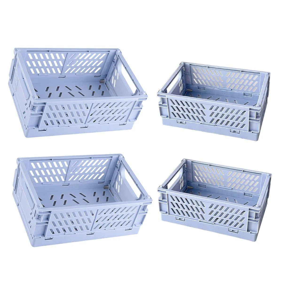 4PCS Desktop Foldable Storage Stackable Shelf Organiser Basket for Stationery