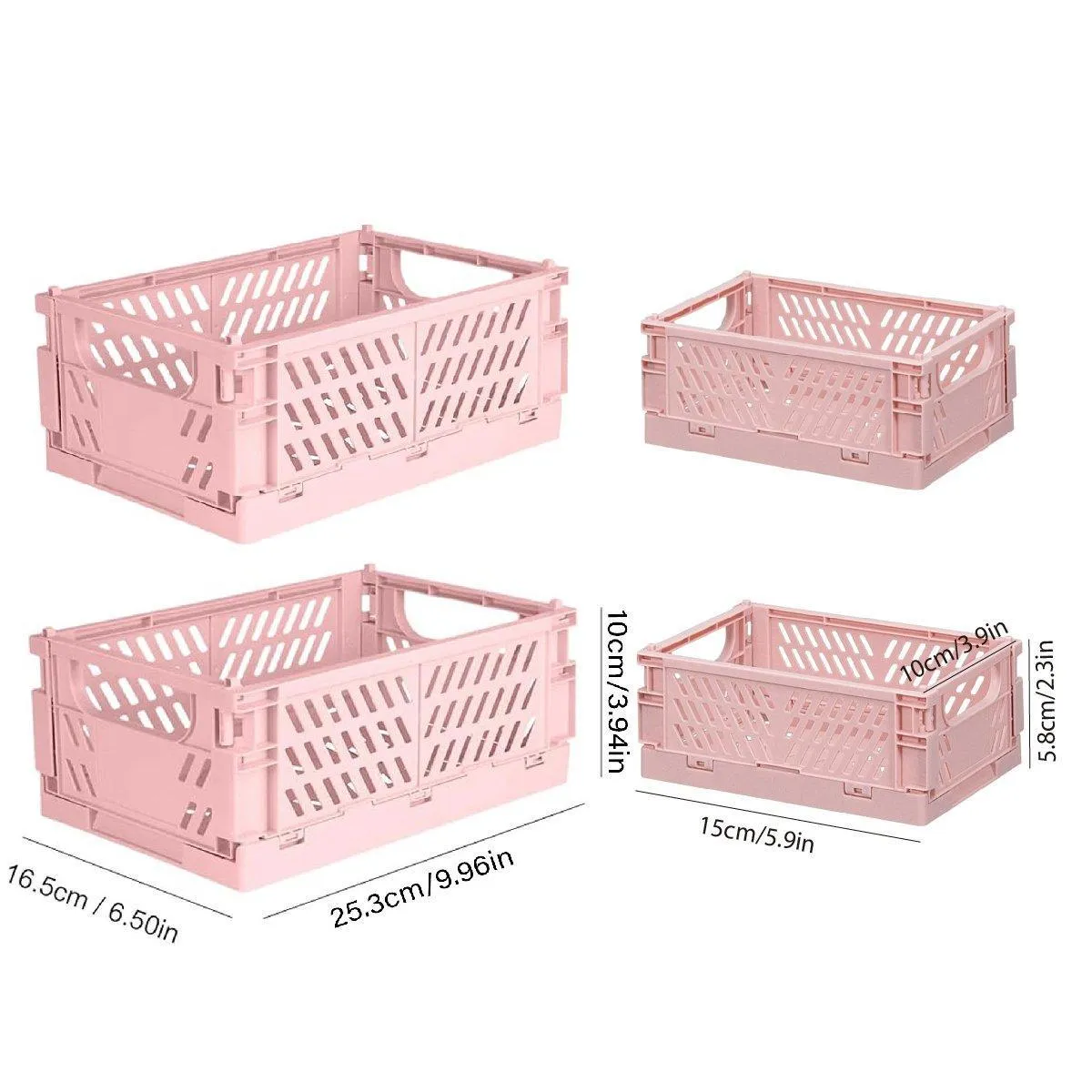 4PCS Desktop Foldable Storage Stackable Shelf Organiser Basket for Stationery