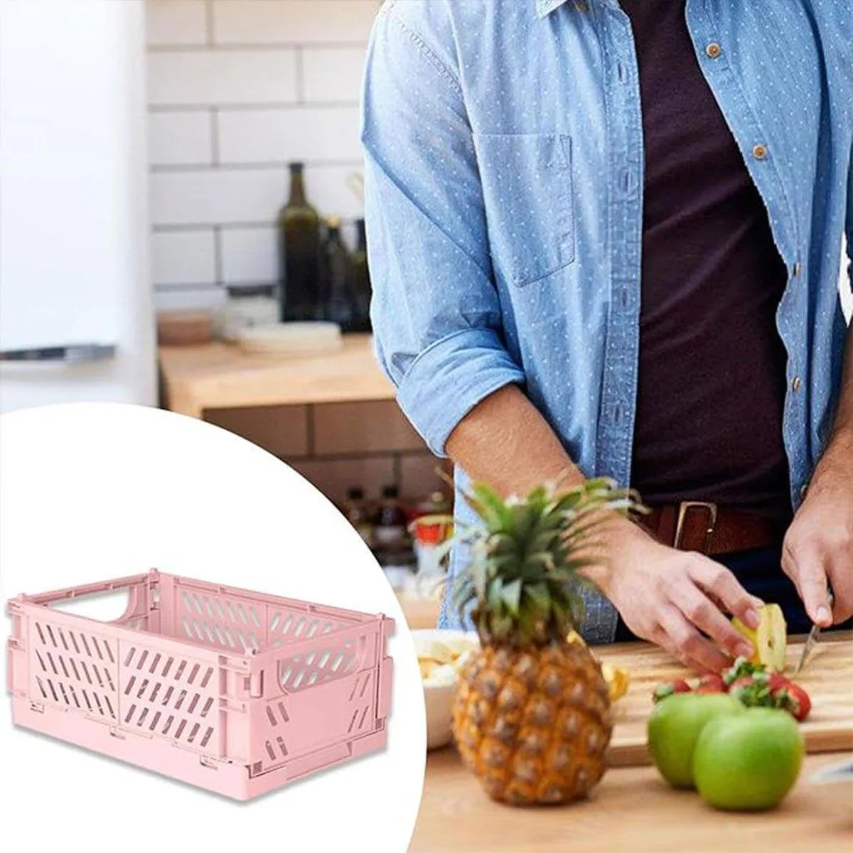 4PCS Desktop Foldable Storage Stackable Shelf Organiser Basket for Stationery