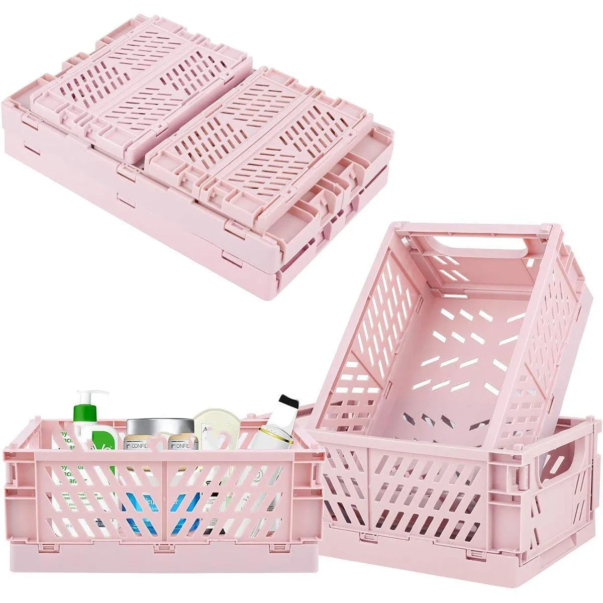 4PCS Desktop Foldable Storage Stackable Shelf Organiser Basket for Stationery