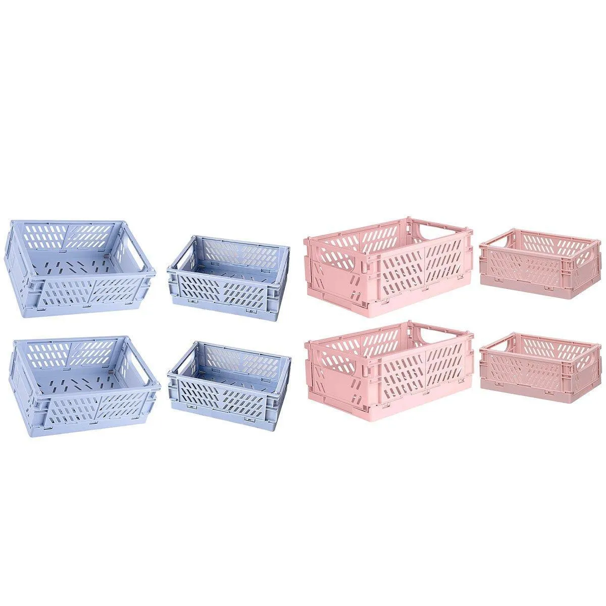 4PCS Desktop Foldable Storage Stackable Shelf Organiser Basket for Stationery