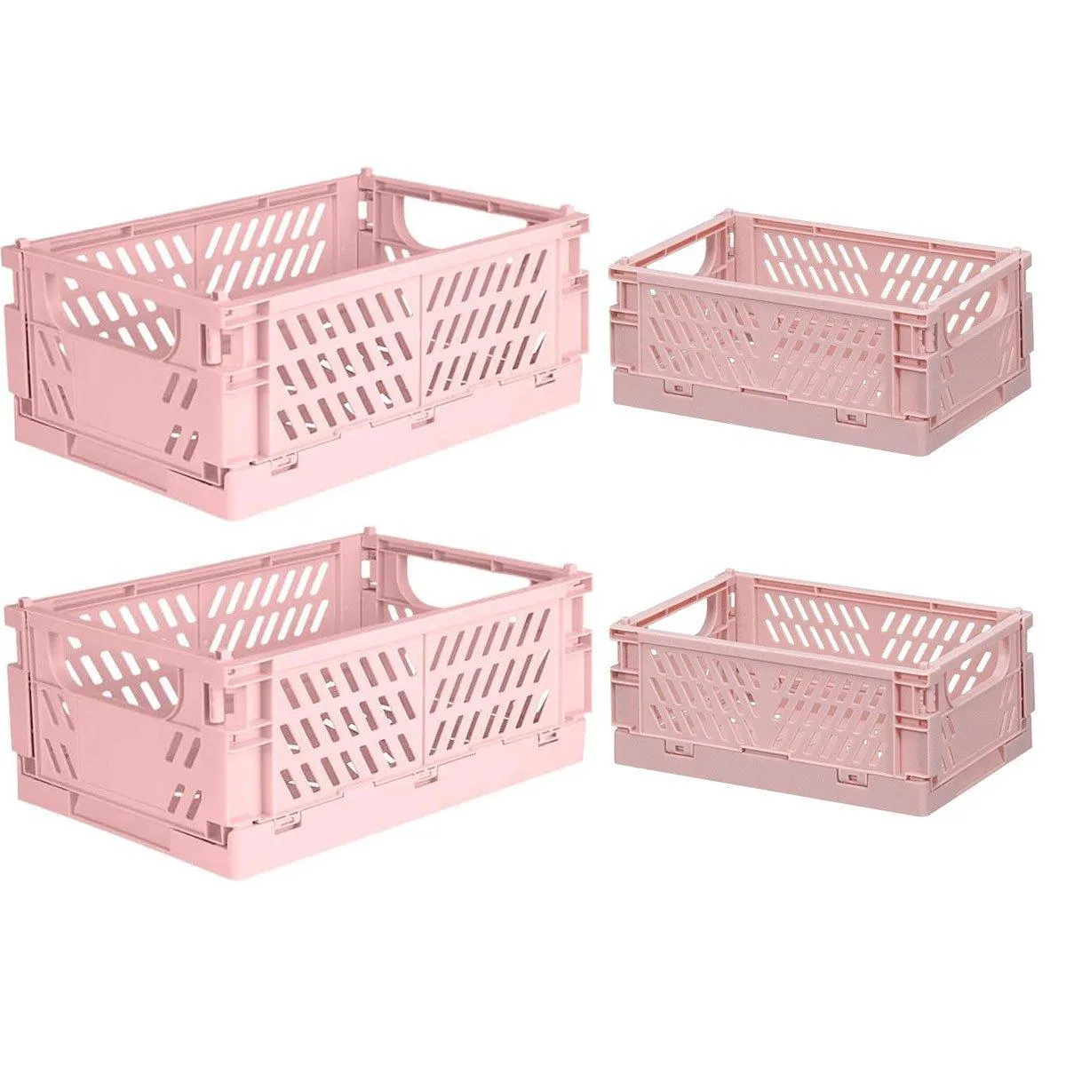 4PCS Desktop Foldable Storage Stackable Shelf Organiser Basket for Stationery