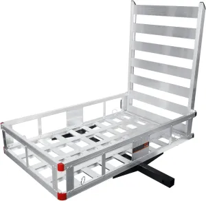 50 x 29.5 x 9 in Hitch Cargo Carrier, 800lb Capacity Trailer Hitch Mount Aluminum Cargo Basket with Folding Ramp, Luggage Carrier Rack Fits 2" Hitch Receiver for SUV Truck Pickup Camping