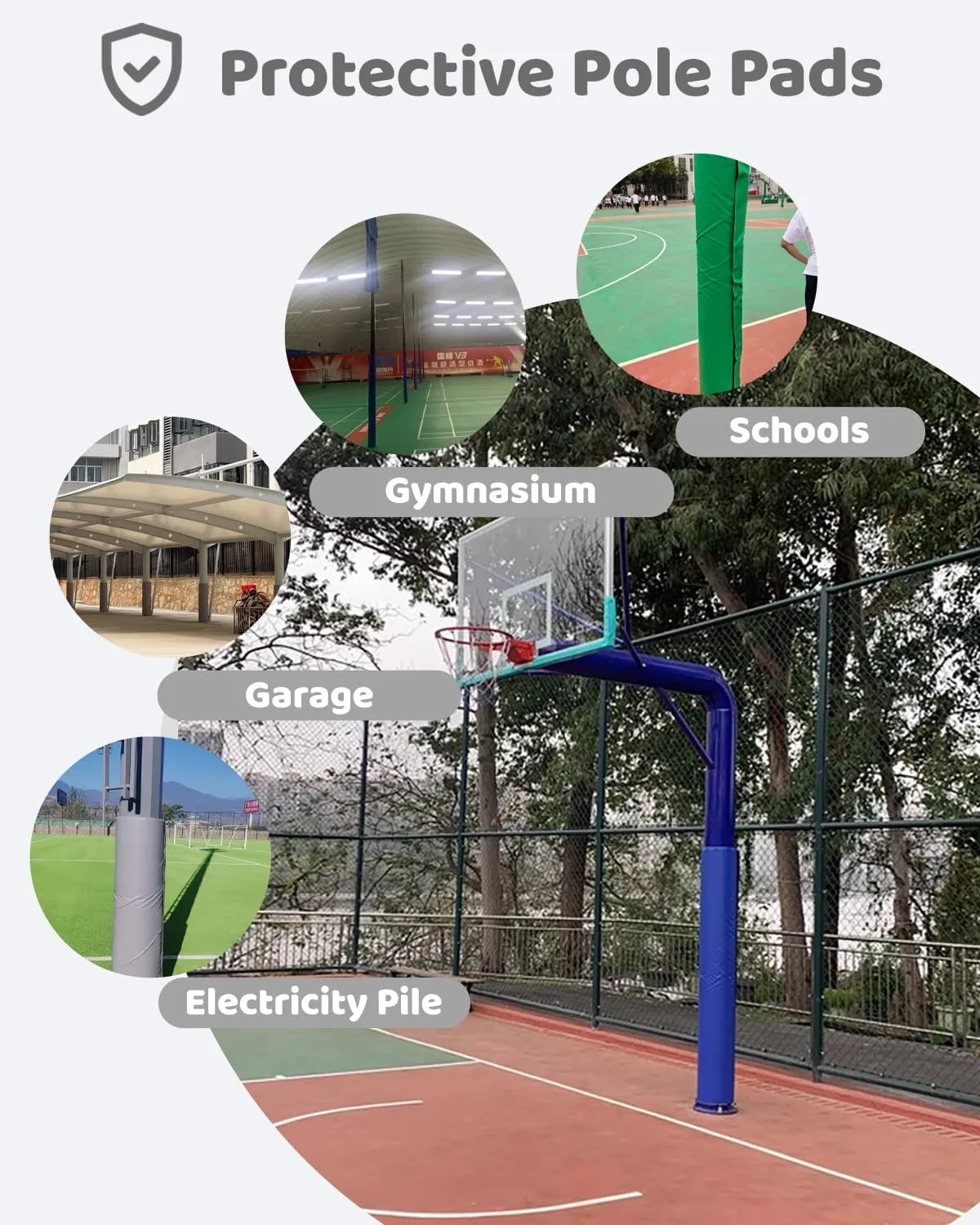 6 Ft Basketball Hoop Pad for Basement Playground Post, Outside Poles Cover Goalrilla Pole Padding Custom, Carport Collision Pole Accessories(Red,Dia 4.5inch(0.37ft))