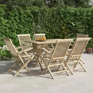 6-Piece Folding Patio Chairs Solid Teak Wood Outdoor Furniture Gray 22"x24"x35" Weather-Resistant Foldable Garden Chairs for Poolside Backyard Beach Camping