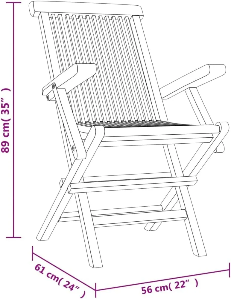 6-Piece Folding Patio Chairs Solid Teak Wood Outdoor Furniture Gray 22"x24"x35" Weather-Resistant Foldable Garden Chairs for Poolside Backyard Beach Camping