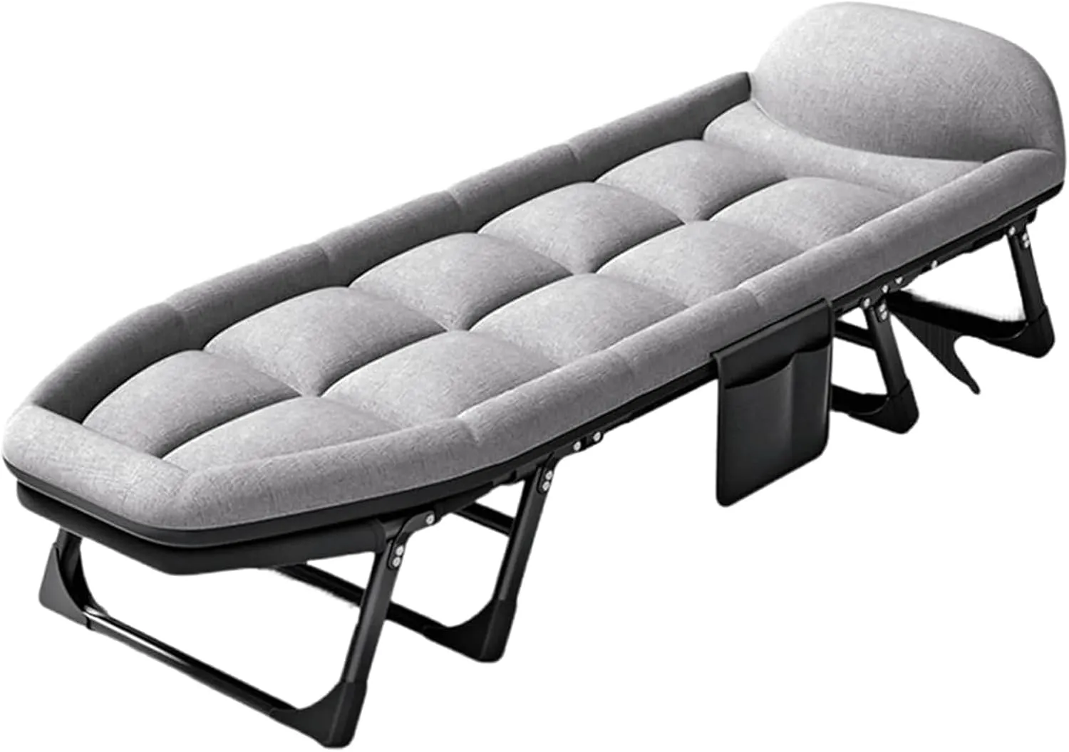 8-Foot Support Camping Cot with Mattress for Adults, 6-Position Folding Chaise Lounge Chair, Portable Folding Bed Built-in Headrest