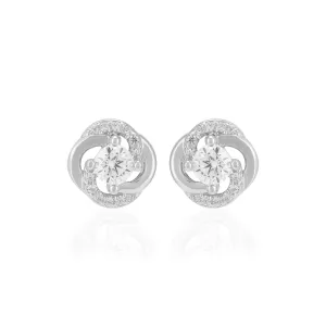 925 Rhodium Sterling Silver Swirl Wrapped Sleek Stone Earrings For Women