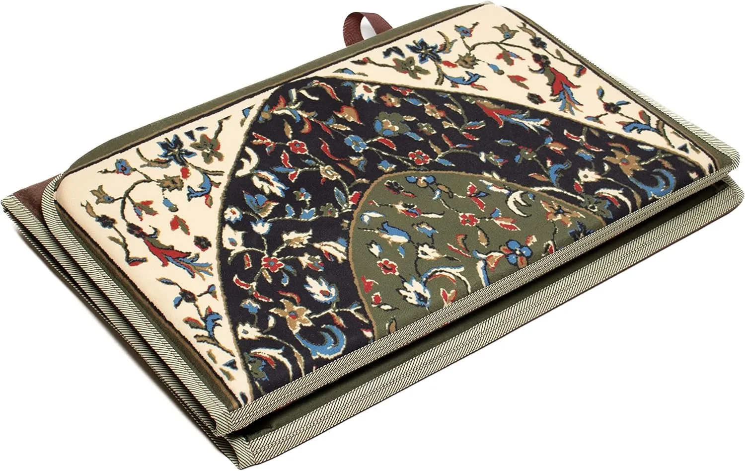 ABDEEZ Exclusive Foldable Prayer Mat with Backrest, Flannel Fabric | Extra Padding for Comfort | Easy to Carry | Janamaz, Sajadah | Ramadan/Eid Gift, Perfect Muslim Gift