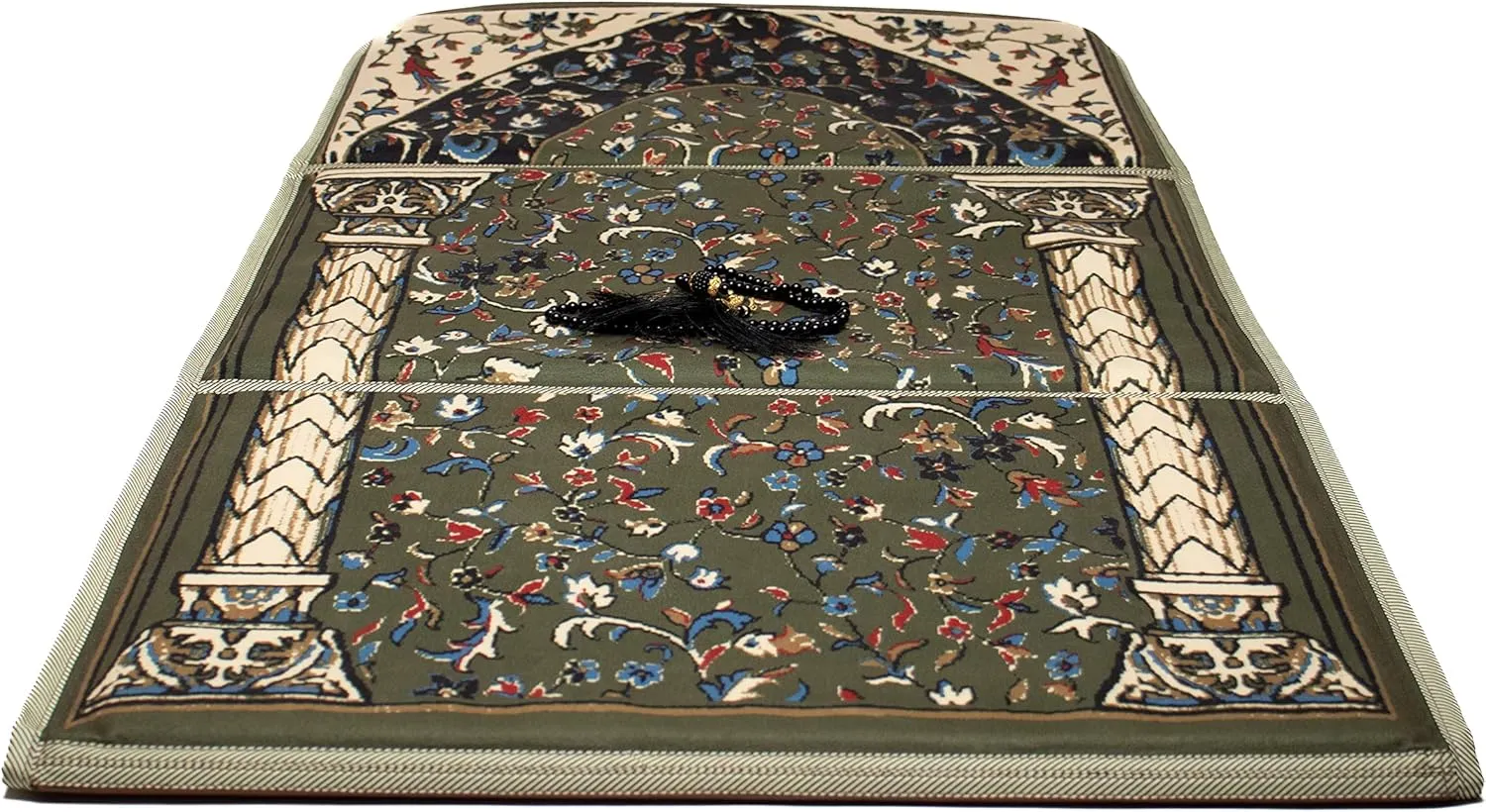 ABDEEZ Exclusive Foldable Prayer Mat with Backrest, Flannel Fabric | Extra Padding for Comfort | Easy to Carry | Janamaz, Sajadah | Ramadan/Eid Gift, Perfect Muslim Gift
