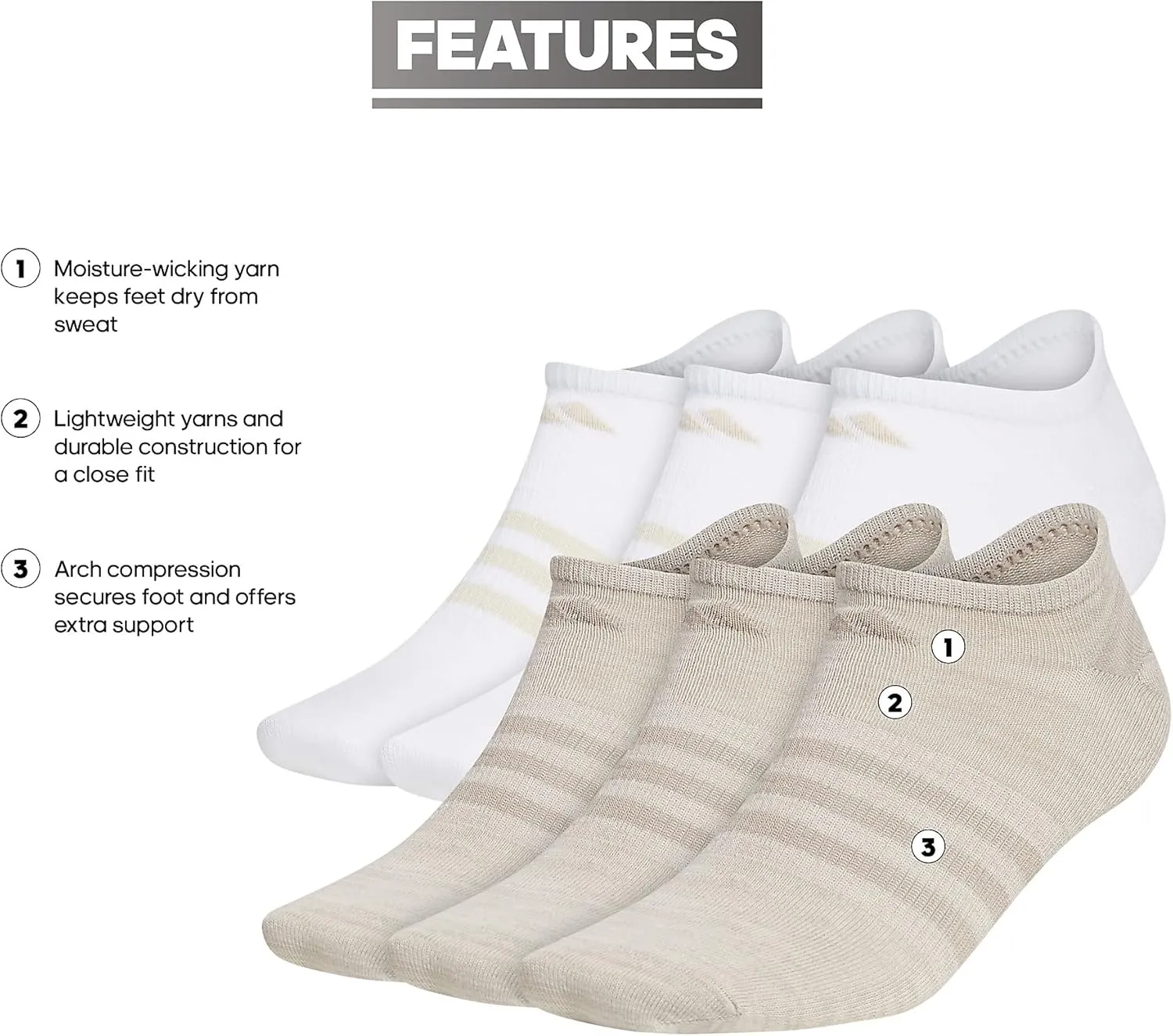 adidas Women's Superlite Super No Show Socks (6-pair)