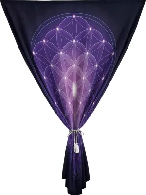Adjustable Blackout Shades, Dark Blue Portable Blackout Curtain, Flower of Life with Stars Spiritual Symbol Print Living Room Bedroom Window Drapes,59W x84L Inch, for Bathroom Living Room Bedroom