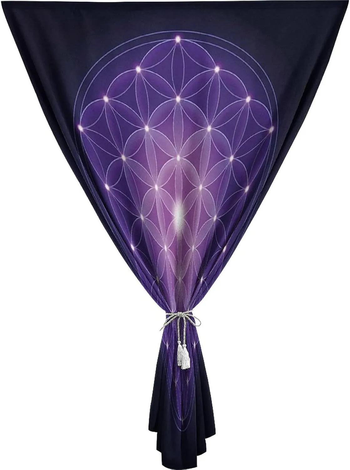 Adjustable Blackout Shades, Dark Blue Portable Blackout Curtain, Flower of Life with Stars Spiritual Symbol Print Living Room Bedroom Window Drapes,59W x84L Inch, for Bathroom Living Room Bedroom