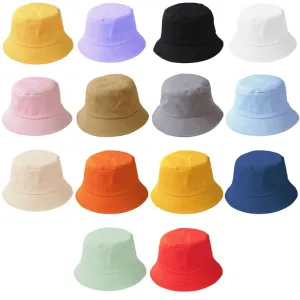 Adults & Kids Summer Foldable Solid Coloured Bucket Hats