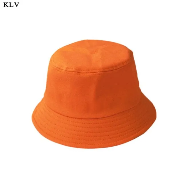 Adults & Kids Summer Foldable Solid Coloured Bucket Hats