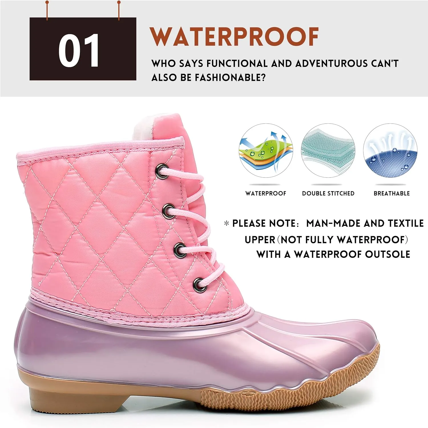 Ahannie Kids Boys Girls Winter Duck Boot, Youth Outdoor Two Tone Fashion Waterproof Rain Boot (Toddler/Little Kid/Big Kid)