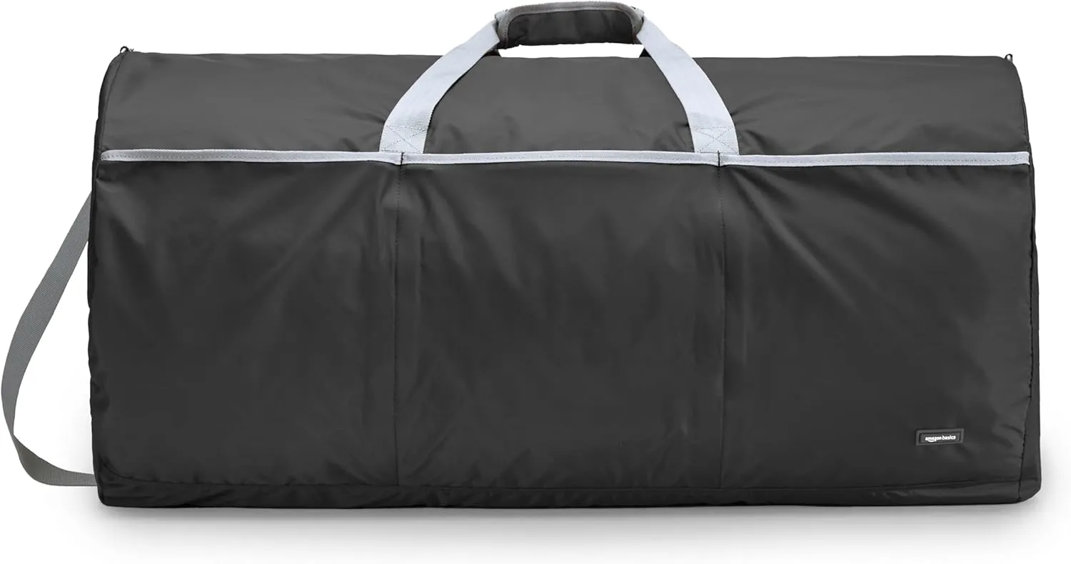 Amazon Basics 32" Extra Large Foldable Duffle Bag for Travel & Storage, with Exterior/Interior Zippered Pockets, Lightweight/Durable Nylon Material, 50-LBS Capacity, 9254 Cubic Inch (150L), Black