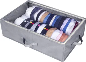 AOODA Large Hat Storage Box for Baseball Caps, Holds Up to 50 Caps Wide Hat Organizer for Closet with Cardboard, Under Bed Snapback Holder, Grey