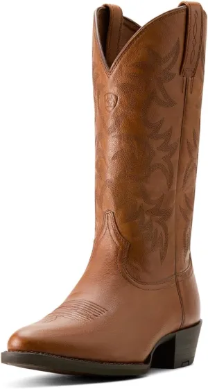 Ariat Men's Heritage R Toe Western Boot, Cognac, 10.5 Wide