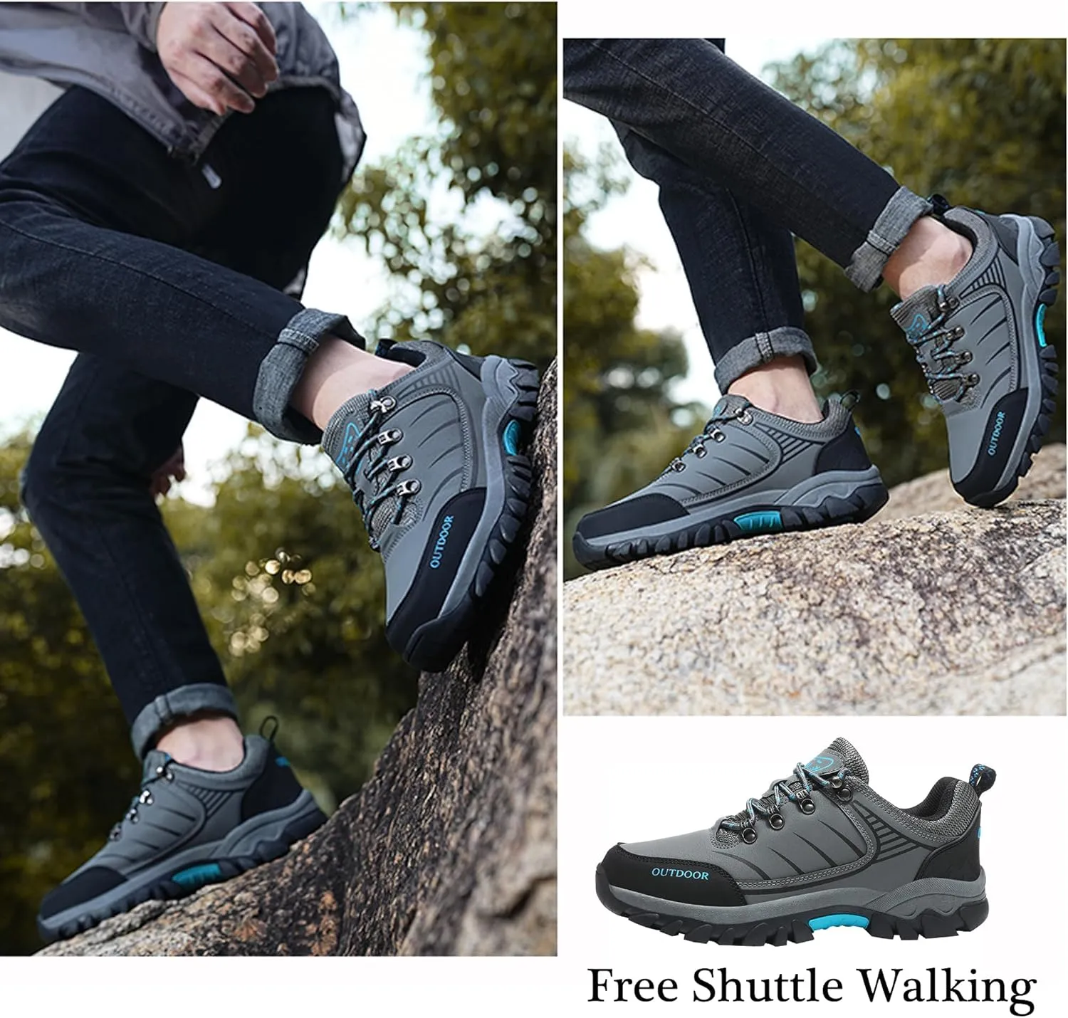 Asifn Men's Hiking Shoes Womens Hiking Shoes Slip Resistant Waterproof Shoes Outdoor Climb Walking Jogging Travel Trail Trekking