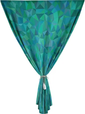 Autohesion Curtains, Teal Decor Window Curtain Panel, Abstract Irregular Triangle Mosaic Design Geometrical Modern Print Thermal Lnsulated Room Darkening Small Drapes,24W x40L Inches, for Kids Bedroom