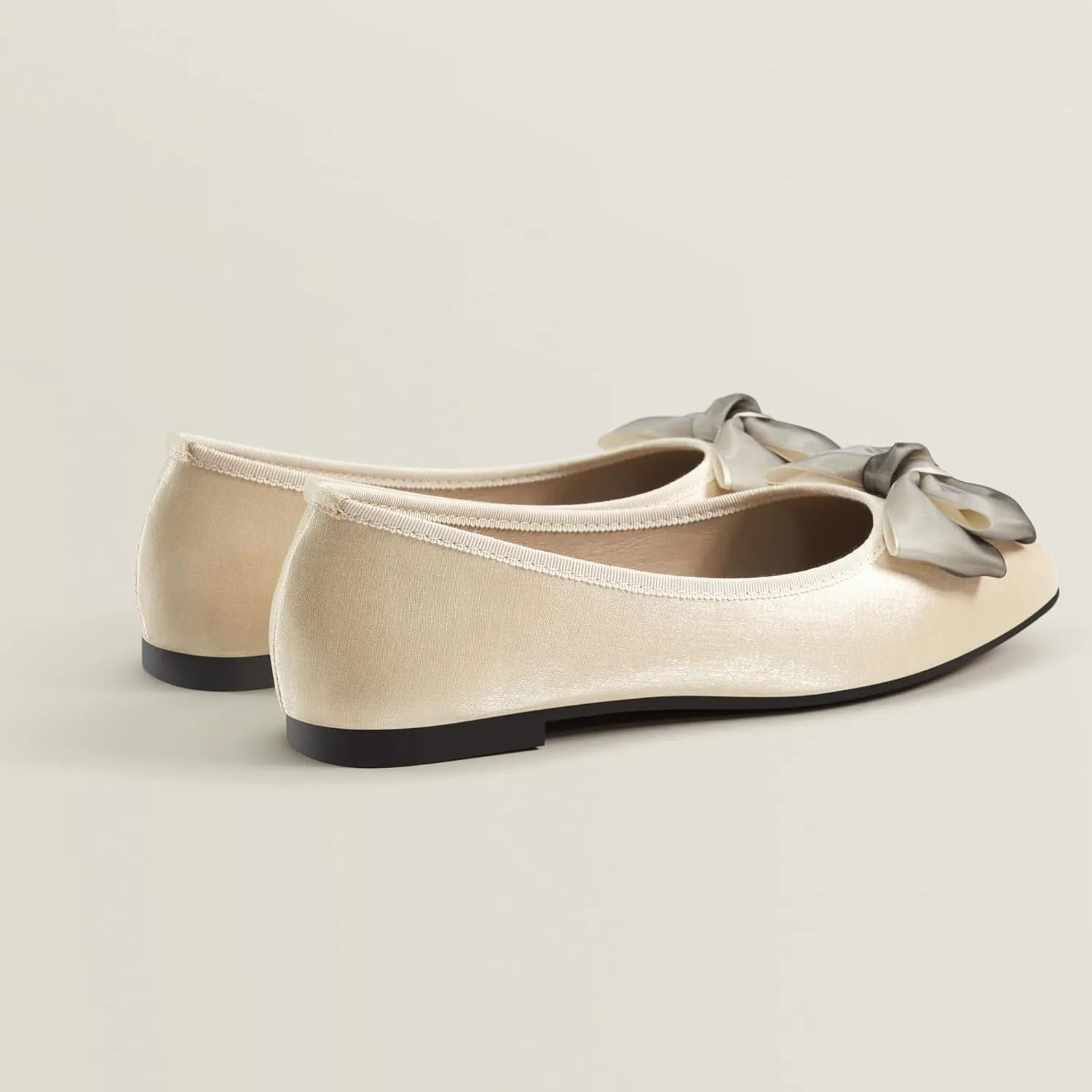 Ballet Flats for Women ; Square Toe Mary Jane Flats ; Satin Material Ballet Shoes ; Bowknot Elegant Dressy Women Shoes