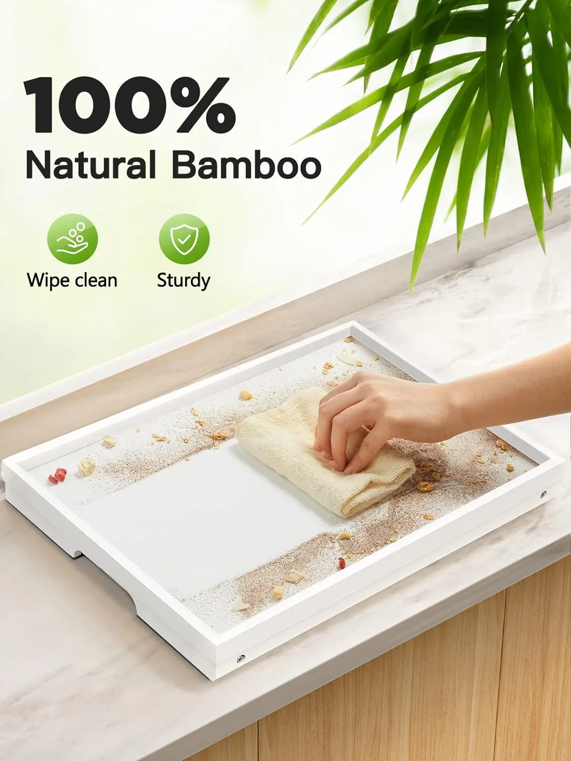 Bamboo Bed Tray for Breakfast, Snack Table with Folding Legs for Eating, Sofa, Couch, Working by Pipishell (White)