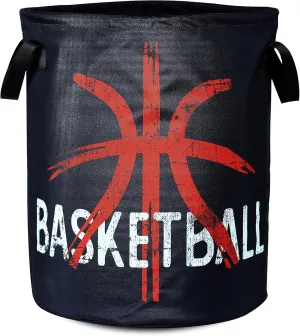 Basketball Laundry Basket Ball Foldable Oxford Cloth Funny Tote Bag Laundry Hamper Clothes Storage Bucket Organizer For Bathroom/Laundry Storage/Bedroom 17.7x13.7 Inch