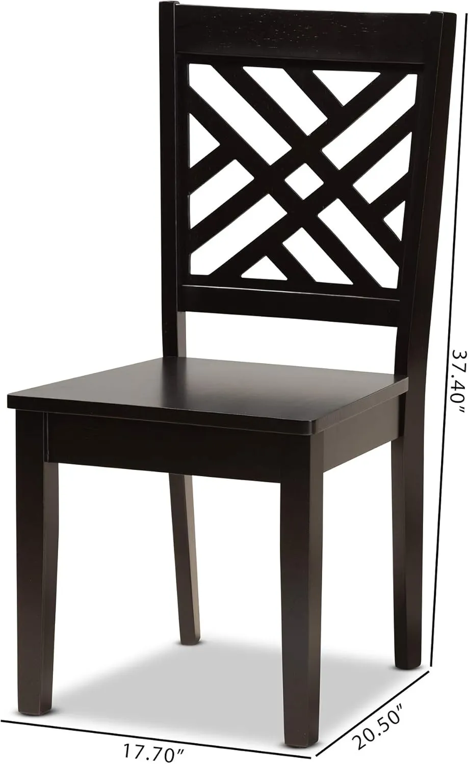 Baxton Studio Caron 2-Piece Dining Chair Set - Transitional Dark Brown Finished Wood