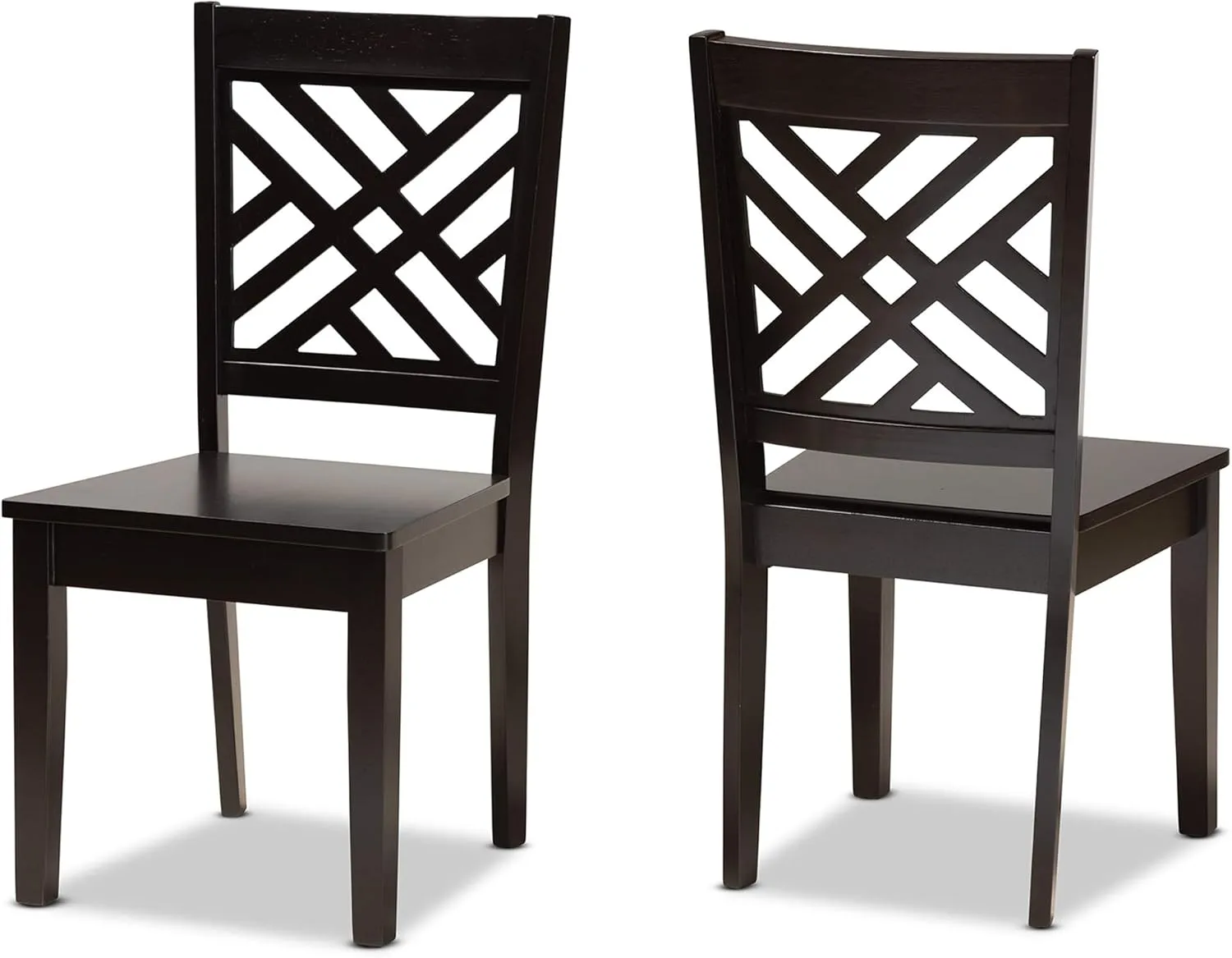 Baxton Studio Caron 2-Piece Dining Chair Set - Transitional Dark Brown Finished Wood