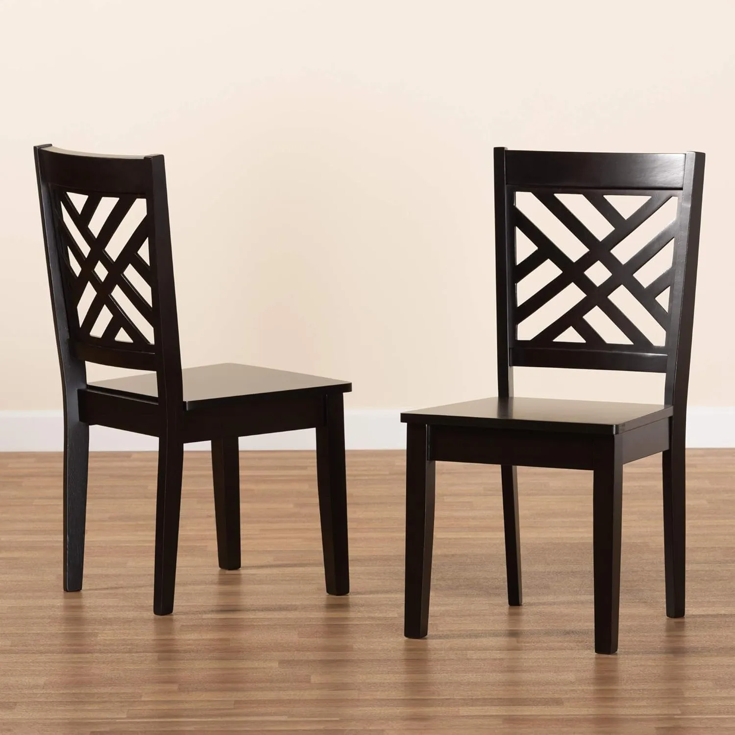 Baxton Studio Caron 2-Piece Dining Chair Set - Transitional Dark Brown Finished Wood