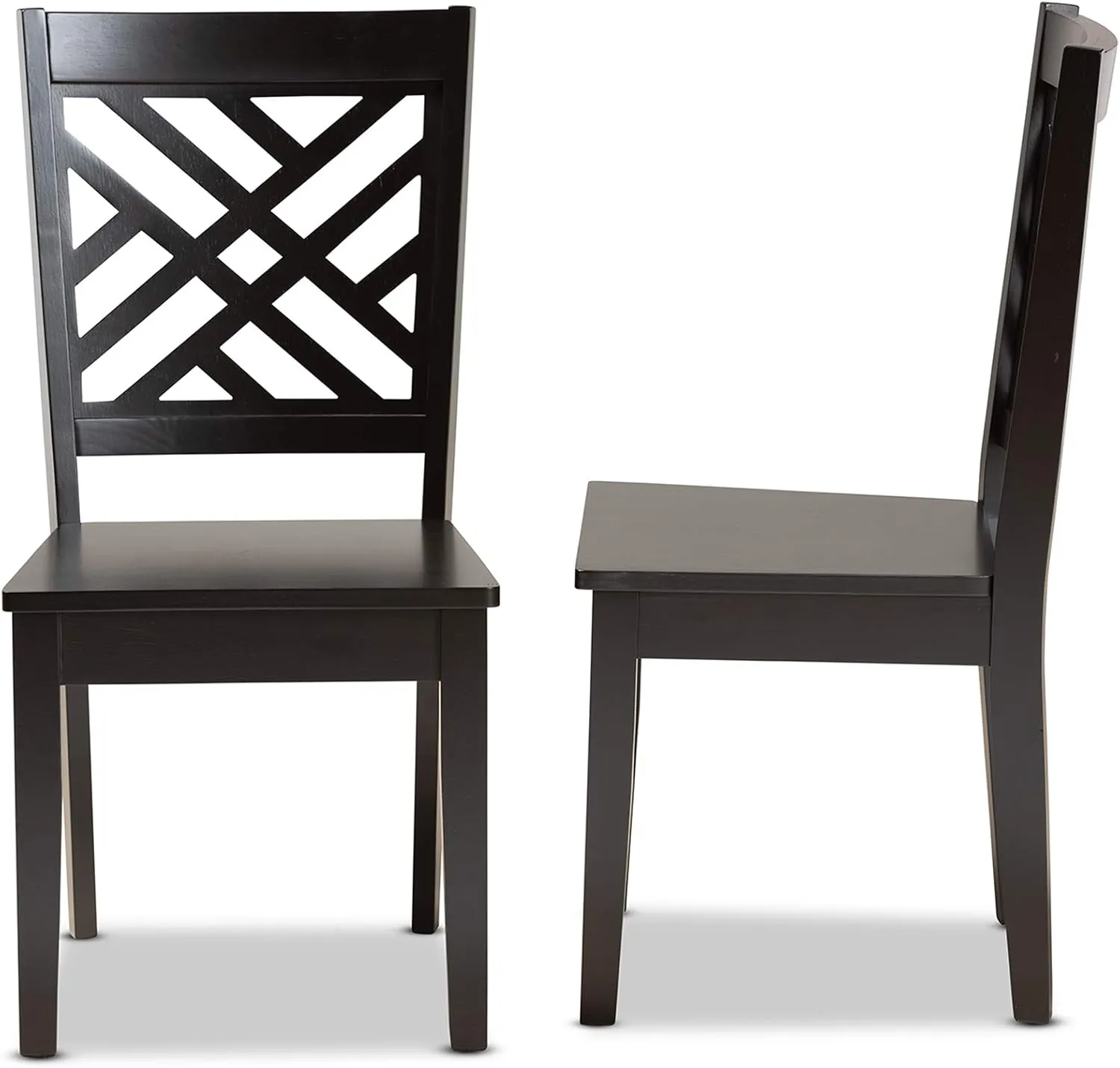 Baxton Studio Caron 2-Piece Dining Chair Set - Transitional Dark Brown Finished Wood