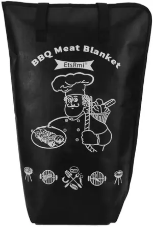 BBQ Blanket for Resting Meat, Insulated Meat Resting Bag with Wide Mouth for Large Brisket, Turkey & Pork, 5-Layer Reusable BBQ Accessories for Grilling, Smoking & Gifts for Men (21 inch), Black