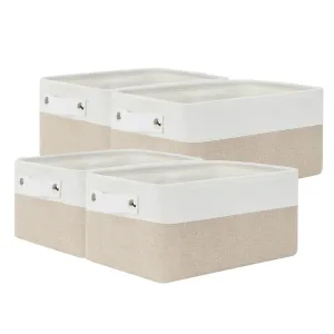 Bidtakay Fabric Storage Baskets for Organizing 4-Pack Closet Organizer Bins Small Beige Storage Bins for Shelves Empty Gift Baskets 12x8x5 Inch Collapsible Cube Storage Organizer Bins for Nursery
