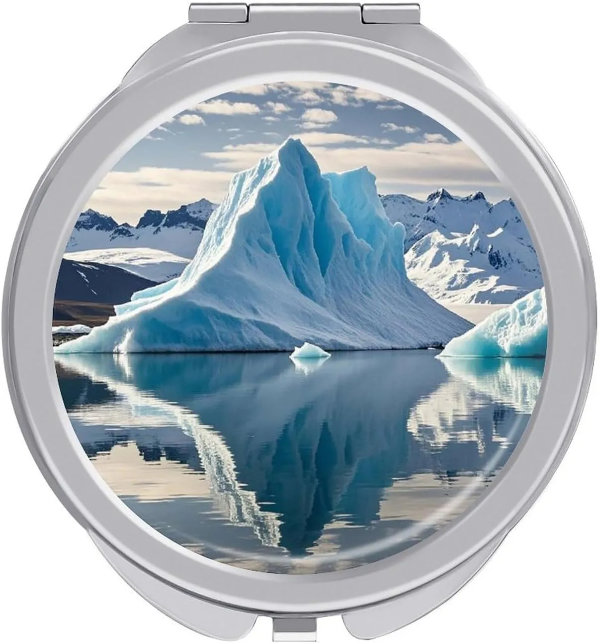 Blue Iceberg Portable Compact Mirror, Dual-Sided 1X/2X Magnifying Travel Makeup Mirror for Women Foldable Cosmetic Mirrors with 180° Adjustable Design for Travel & Daily Use