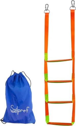 Boat Rope Ladder, 4 Step Boat Ladder, Heavy Duty 880lbs Strength with Carbon Fiber Reinforced Steps, Foldable Assist Boarding Rope Ladder for Inflatable Boat, Pontoon Boat, Sailboat, Kayak, Motorboat