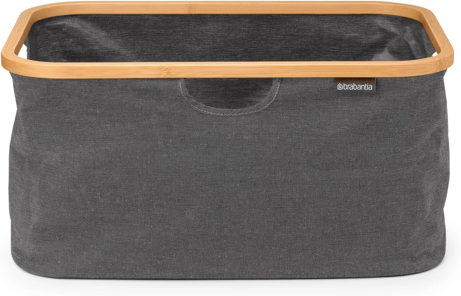 Brabantia - Foldable Laundry Basket 10.6 Gal - Water Resistant Hamper for Wet & Dry Laundry - Storage Basket for Clothes & Linen - Bamboo Rim for Easy Grip - Garment Washing - Pepper Black